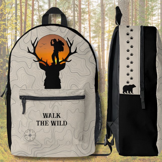 Imprimé Sac à dos de randonnée topographique pour aventure (Walk the Wild Topographic Adventure Backpack)