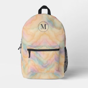 Imprimé Sac à dos en marbre doré Pastel avec version initi