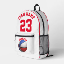 Sac à dos enfants garçons basket sport blanc rouge