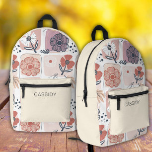 Imprimé Sac à dos fille fleurs crème pastel esthétique 