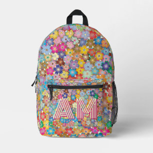 Imprimé Sac à dos floral vibrant tendance avec monogramme