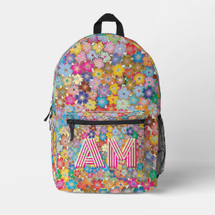 Imprimé Sac à dos floral vibrant tendance avec monogramme