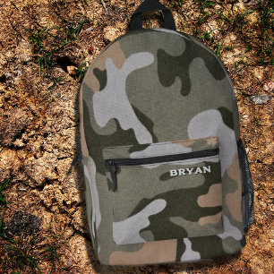 Imprimé Sac à dos garçon motif camouflage vert armée avec