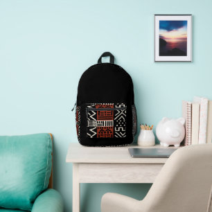 Imprimé Sac à dos inspiré de tissu noir de Bogolan africai