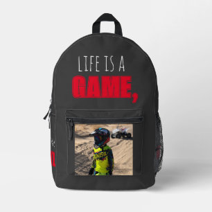 Imprimé Sac à dos "LA VIE EST UN JEU, JOUER POUR GAGNER" p