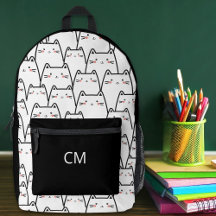 Sac à dos personnalisé avec monogramme et chats mi