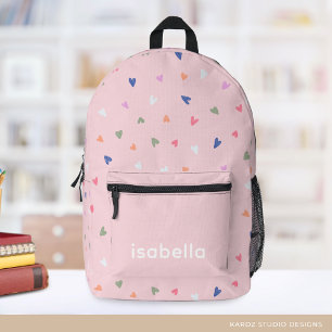 Imprimé Sac à dos personnalisé avec nom et coeurs mignons 