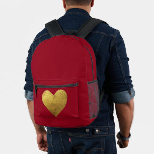 Imprimé Sac à dos rouge symbole cœur or de l'amour
