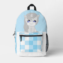 Sac à dos thème licorne blanche et bleue mignon