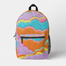 Sac à dos turquoise en broderie nuage abstrait