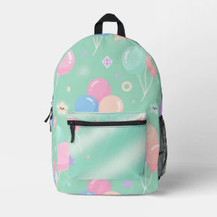 Imprimé Sac à dos vert pastel – Voyage esthétique minimali