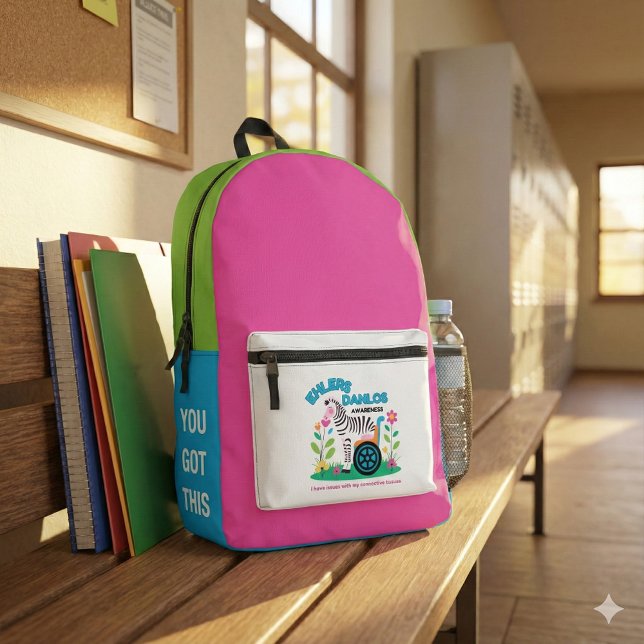 Imprimé Sac à dos Zebra Sensibilisation EDS (Empower someone special with this EDS Awareness "You got this" zebra backpack! )