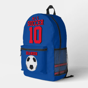 Imprimé Soccer sac à dos bleu rouge personnalisé football