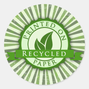 Imprimé sur Sticker rond brillant en papier Recycl