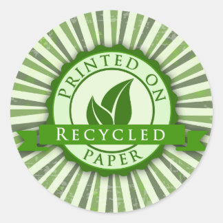 Imprimé sur Sticker rond brillant en papier Recycl