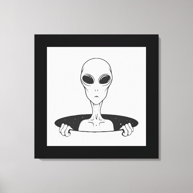 Imprimé sur toile tendue d'alien dans un trou (Recto)