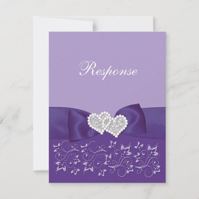 IMPRIMÉE BOW Purple White Floral Réponse du Mariag (Devant)