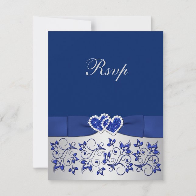 IMPRIMÉE RIBBON Bleu, Carte de réponse florale arg (Devant)