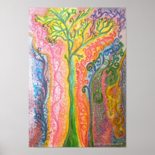 Imprimer ou poster avec design d'arbre psychédéliq