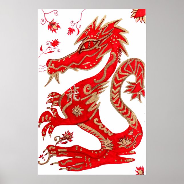 Imprimer, Poster chinois Zodiac Dragon (Devant)