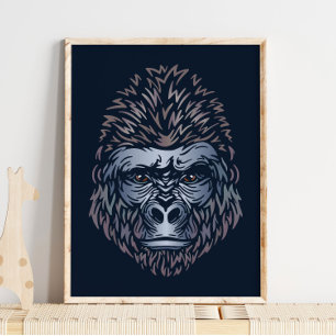 Imprimerie africaine Gorilla   Poster de animal Go
