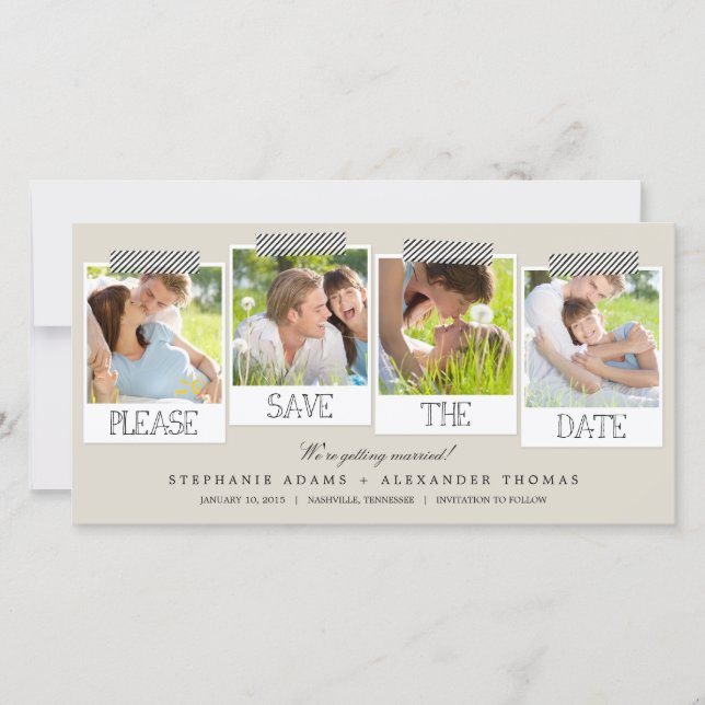 Imprimés Enregistrer La Date Carte photo - Khaki (Devant)