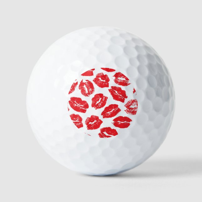 Imprint Kiss Red Lips: Vintage Seamless Golf Balls (Front)