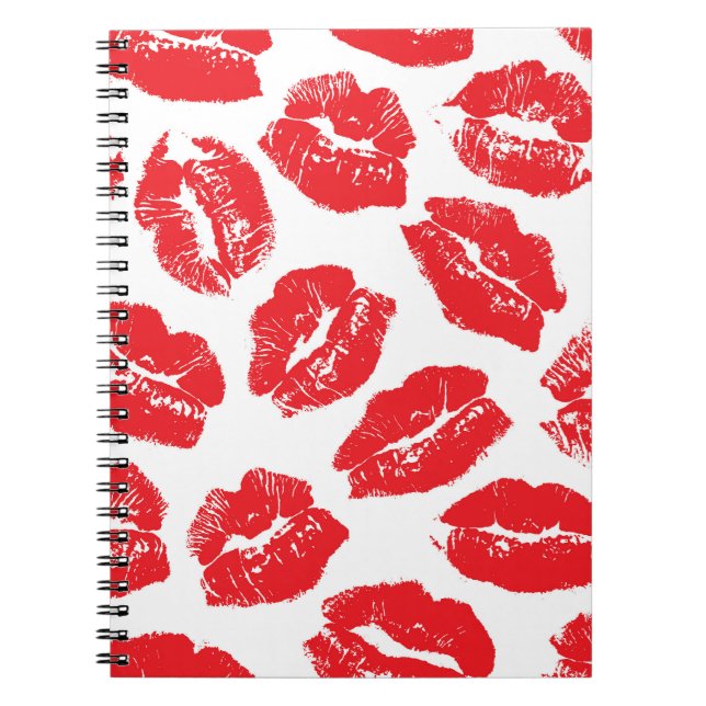 Imprint Kiss Red Lips: Vintage Seamless Notebook (Front)