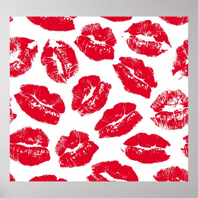 Imprint Kiss Red Lips: Vintage Seamless Poster (Front)