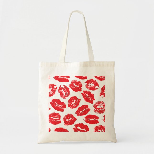 Imprint Kiss Red Lips: Vintage Seamless Tote Bag (Front)