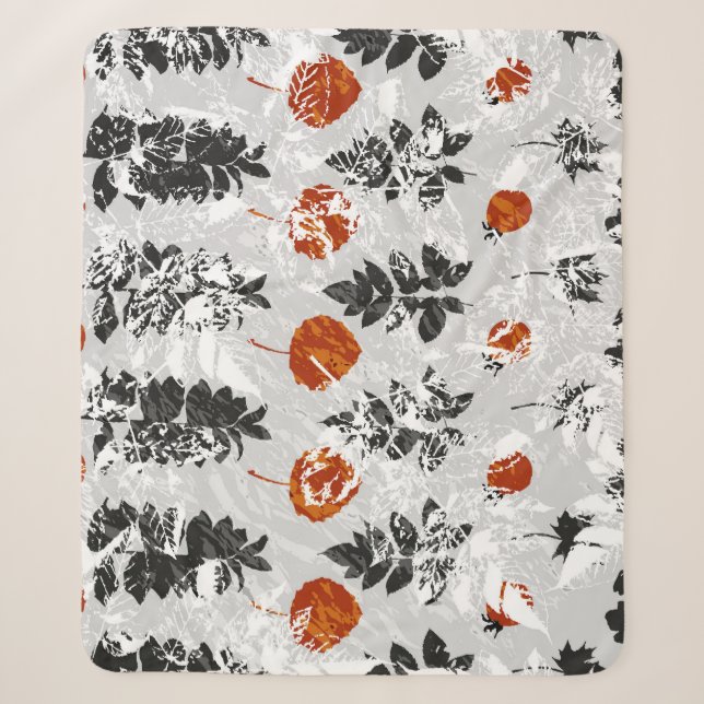 Imprint leaves: symmetrical seamless pattern. sherpa blanket (Front)