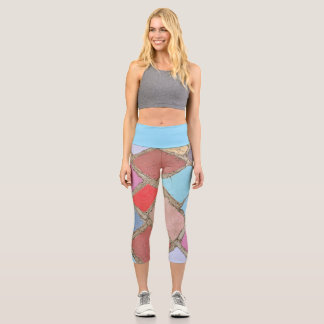 imprinted leaves capri leggings