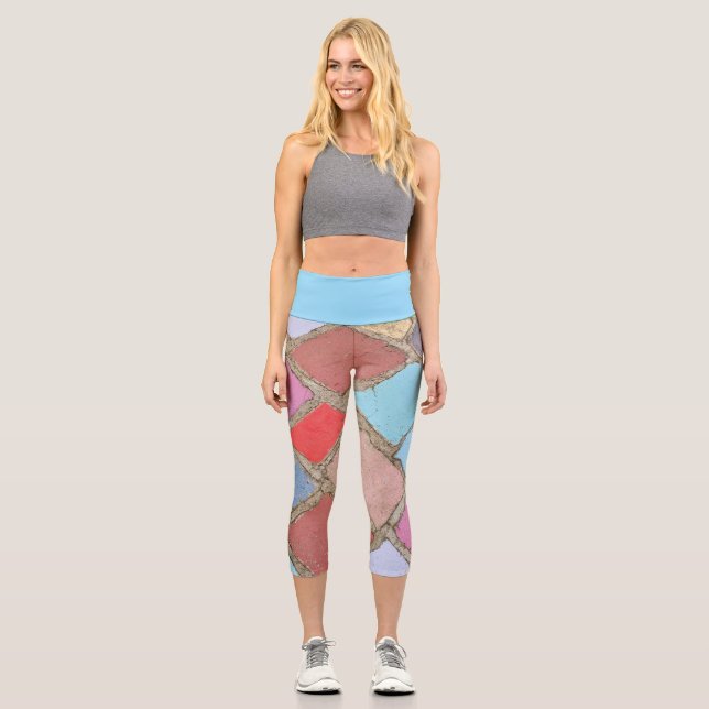imprinted leaves capri leggings (Front)