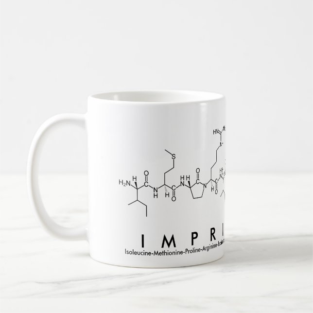 Imprinting peptide word mug (Left)