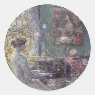 Improvisation by Frederick Childe Hassam Classic Round Sticker
