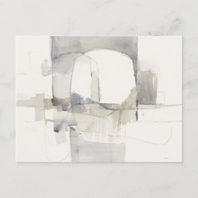 Improvisation I Grey Abstract Print Postcard (Front)