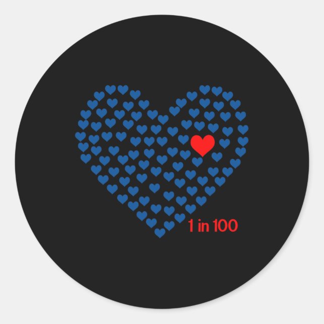 In 100 Congenital Heart Disease Awareness Gift Chd Classic Round Sticker (Front)