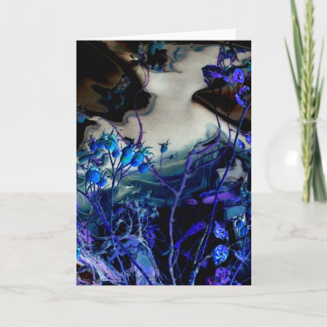 "In A Dream" Abstract Digitally Altered Rose Hips Card (Front)