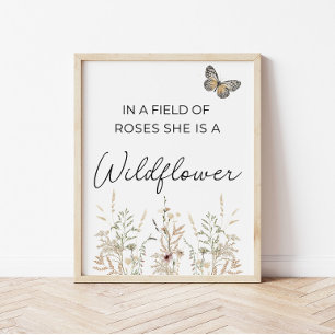 In a field of roses Boho Wildflower Girl Nursery Poster
