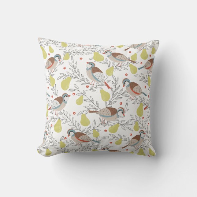 In a Pear Tree Throw Pillow (Front)