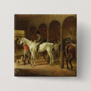 In a Stable 2 Inch Square Button