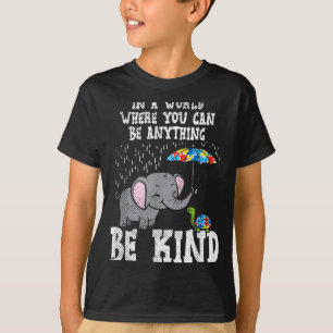 In A World Be Kind Cute Elephant Turtle Umbrella A T-Shirt