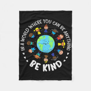 In A World Be Kind Earth Unity Day Orange Teacher Fleece Blanket
