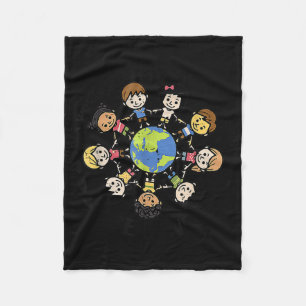 In A World Be Kind Kids Earth Anti Bullying Unity Fleece Blanket