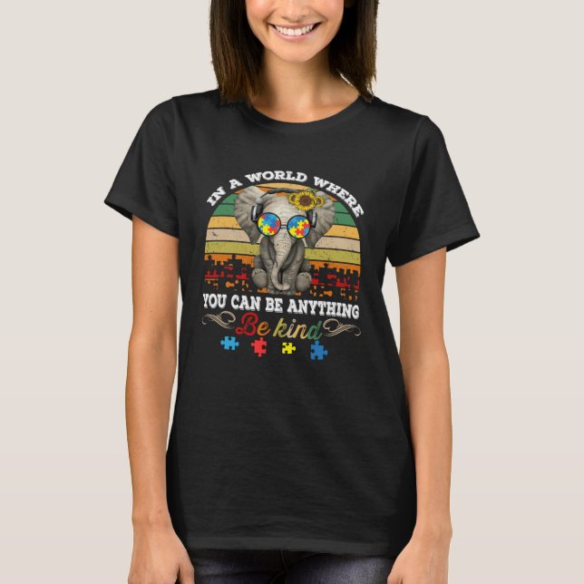 In A World Where You Can Be Anything BE KIND Autis T-Shirt (Front)