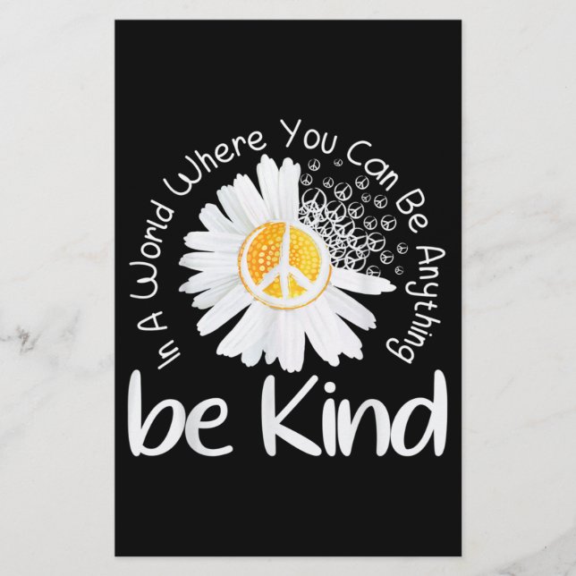 In a world where you can be anything be kind peace stationery (Front)