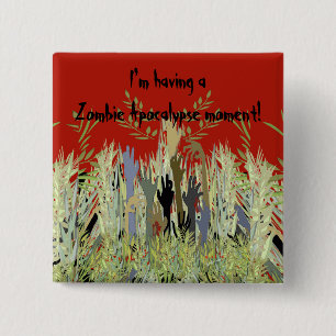 In A Zombie Garden 2 Inch Square Button