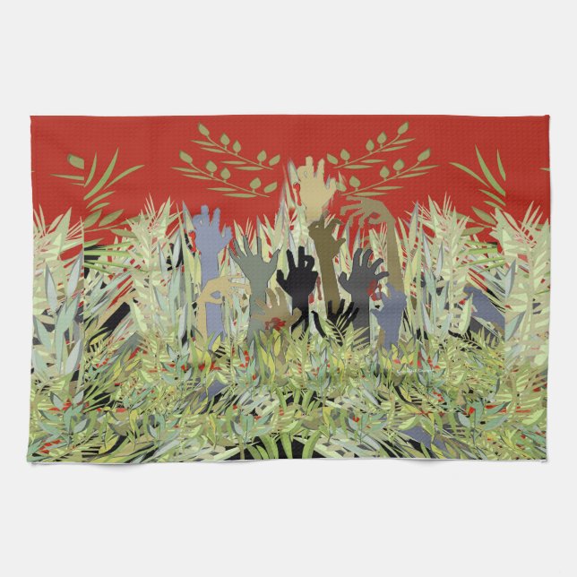 In A Zombie Garden Kitchen Towel (Horizontal)
