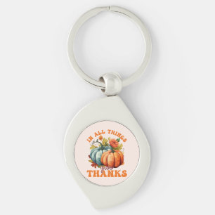 In All Things Give Thanks Pumpkin Keychain