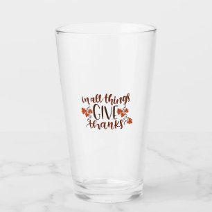 In All Things Give Thanks Thanksgiving Pumpkin Glass